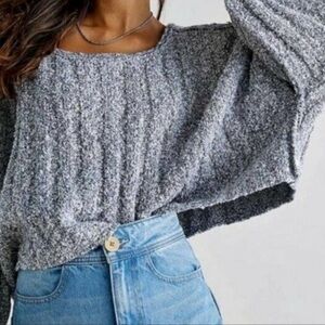 FREE PEOPLE Good Day Pullover Sweater Heather Gray S